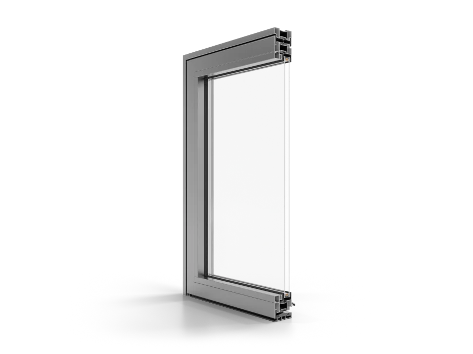 Aluminiumfenster, halb geöffnet